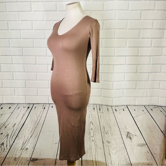 10/$25🦋 American Dream Brown/Tan 3/4 Sleeve Maxi Dress - Size XS - Picture 3 of 15